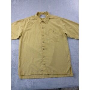 Columbia Button Up GRT Shirt Mens XL Yellow Short Sleeve‎ Single Pocket Collared
